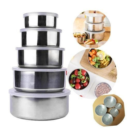 5pcs Stainless Steel Container with Cover