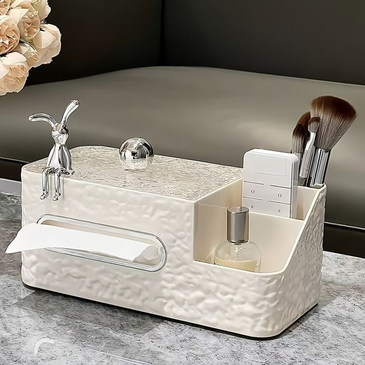 White Chic Water Wave Tissue Box