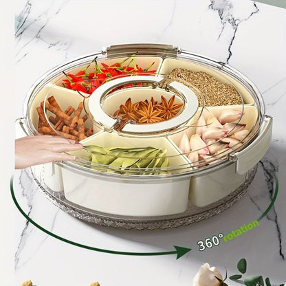 Portable Rotating Snack Tray With Lid