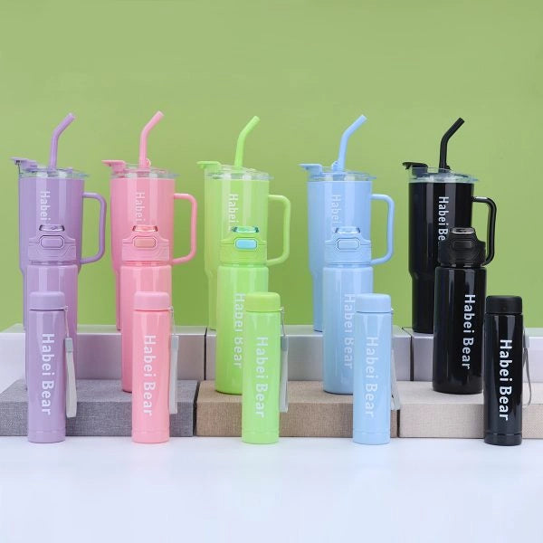 3Pcs Bottle Set With Straw