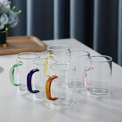 Set of 6 Glass Cups with Multicolor Handles 330 ML