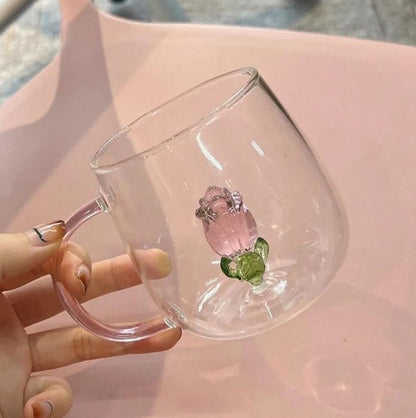 3d Transparent heat resistant glass cup