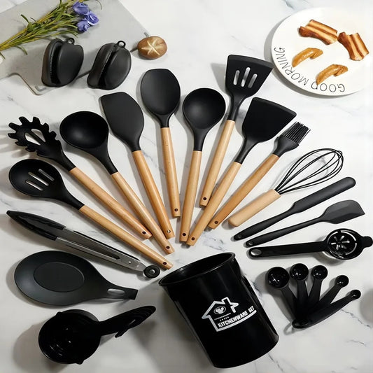 28pcs silicone cookware spoon set random colour