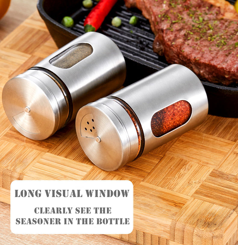 Stainless Steel And Glass Seasoning Bottle