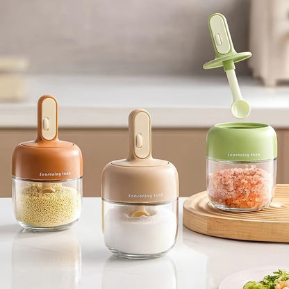 Glass Seasoning Jar With Telescopic Spoon