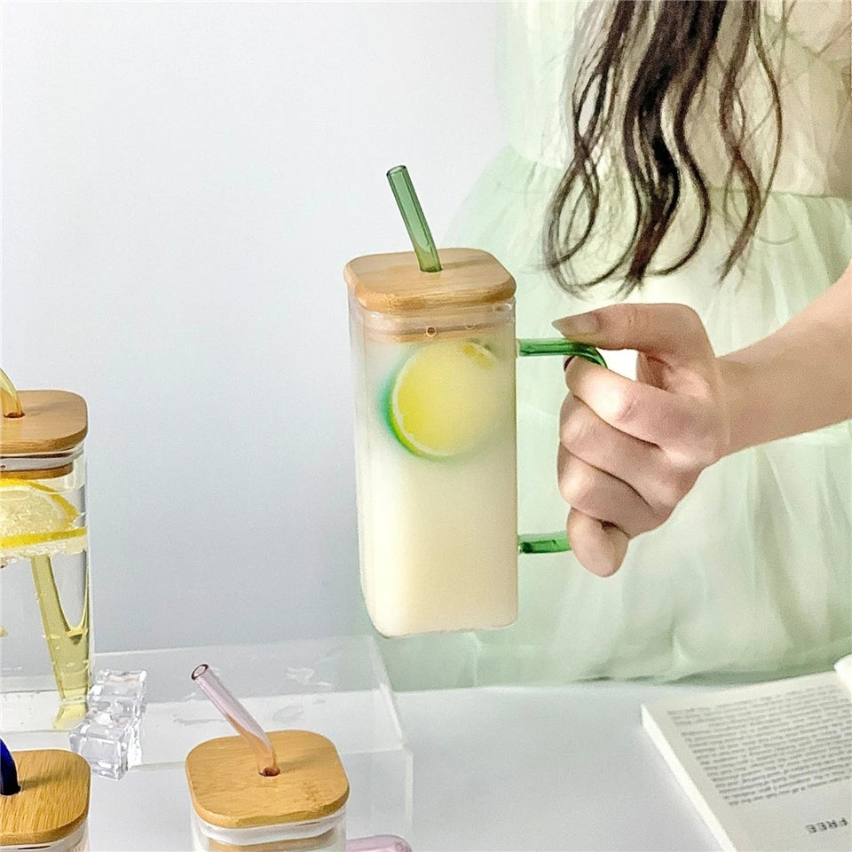 Glass Mug With Lid And Straw