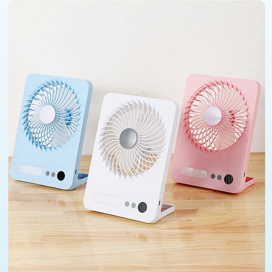 USB desktop folding fan and lamp