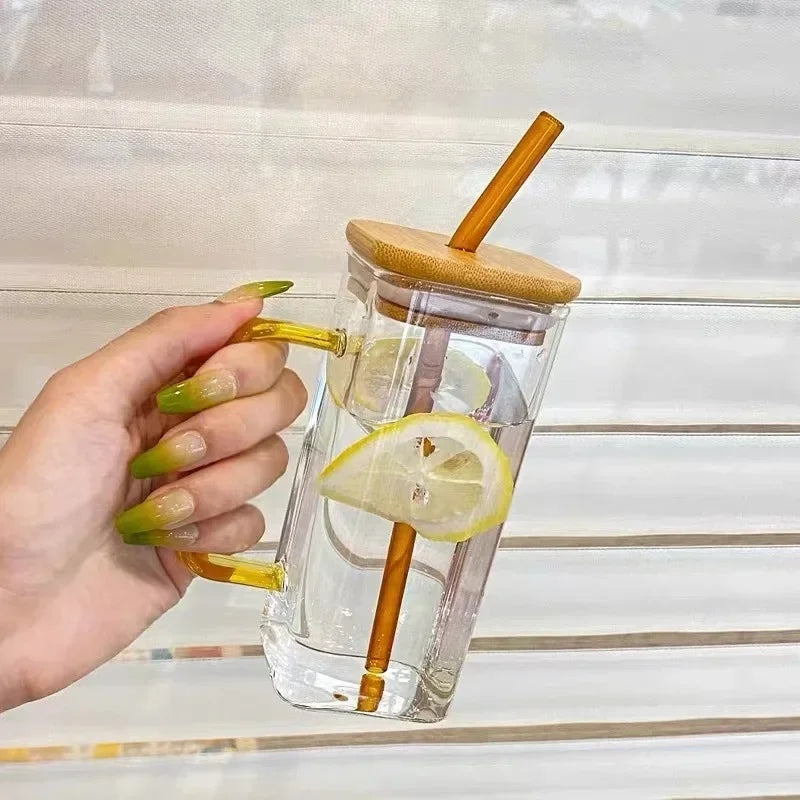 Glass Mug With Lid And Straw