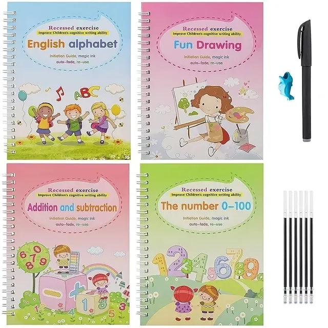 4 Magic Copybooks Children's Reusable Writing Practice