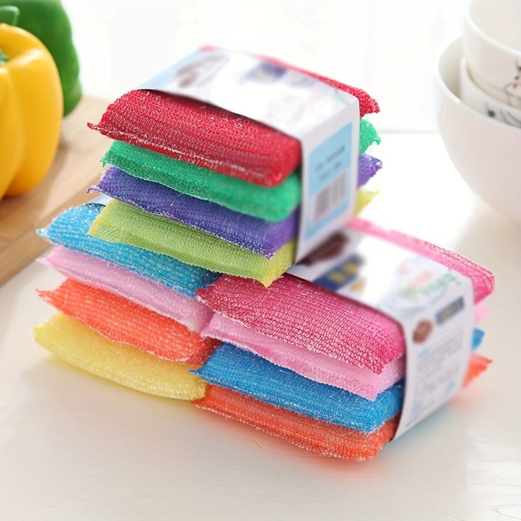 4pcs Double Sided Dishwashing Sponge (Random Colours)