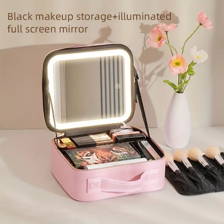 Cosmetics Storage Bag With Led Mirror