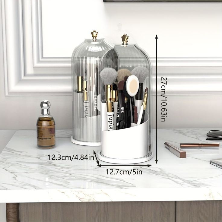 360° Rotating Makeup Brush Holder With Lid