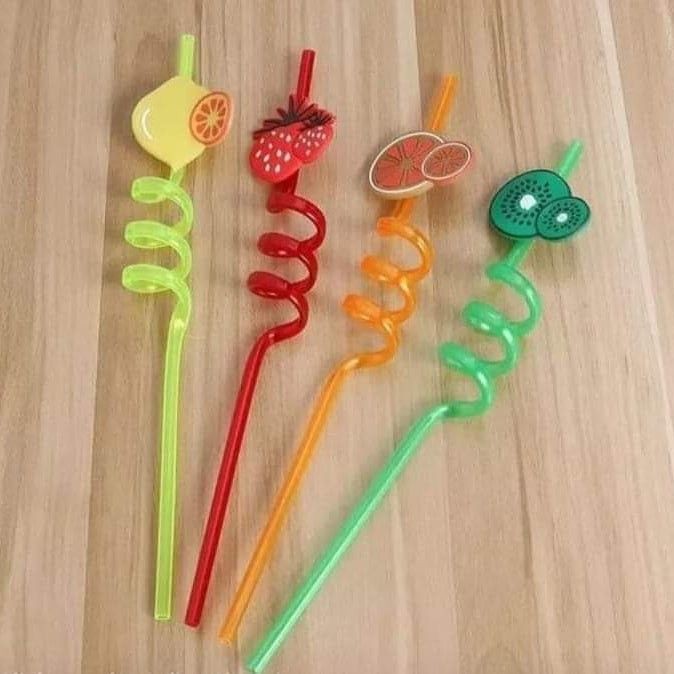 4 Pcs Reusable Fruit Shaped Straws