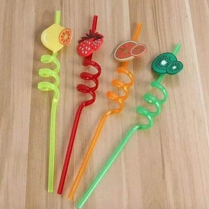 4 Pcs Reusable Fruit Shaped Straws