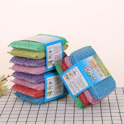 4pcs Double Sided Dishwashing Sponge (Random Colours)