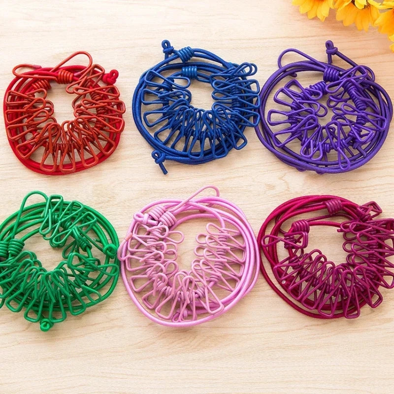 12 Clips Clothes Drying Rope