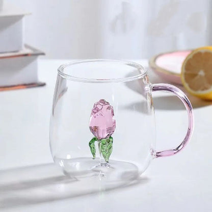 3d Transparent heat resistant glass cup