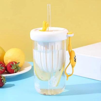 420ml Cute Drinking Cup with Straw Tea Infuser