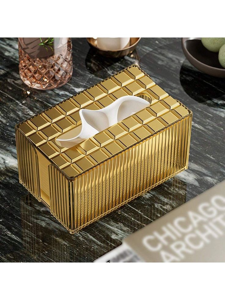 Luxury solid crystal desktop tissue box