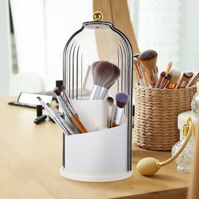 360° Rotating Makeup Brush Holder With Lid