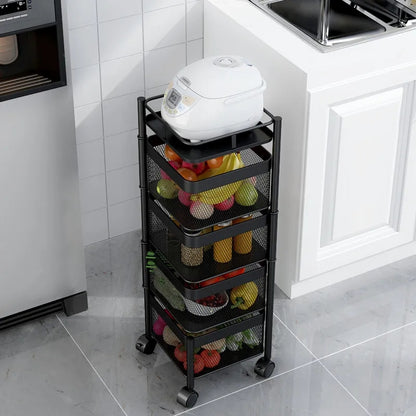 Rotating Square Kitchen Storage Trolly