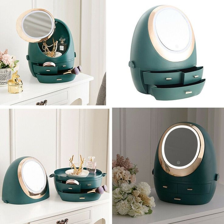 Oval Mirror Cosmetic Storage Organizer