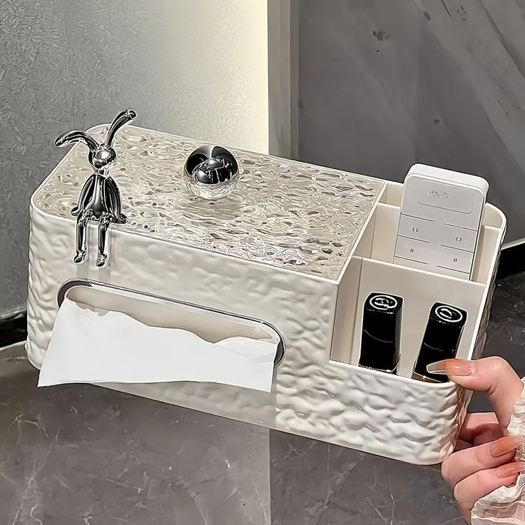 White Chic Water Wave Tissue Box