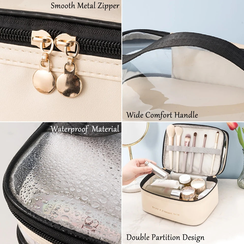 Dual Compartment cosmetic bag