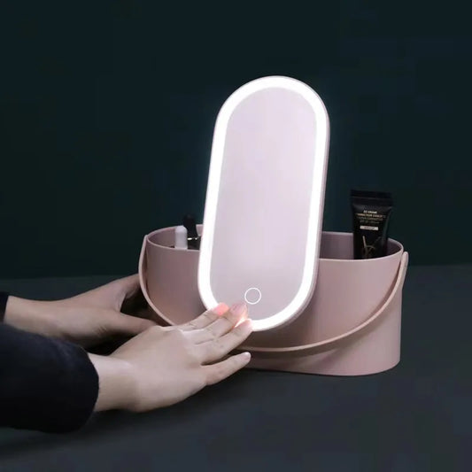 Cosmetic Organizer With Led Mirror