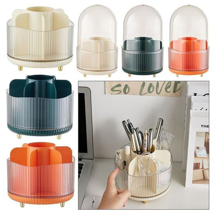 Rotating Brush Holder With Transparent Covered Lid