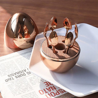 6 pcs Spoon Holder Egg Gold