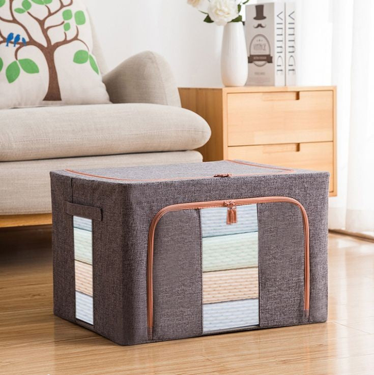 Foldable Clothes Storage Box With Metal Frame