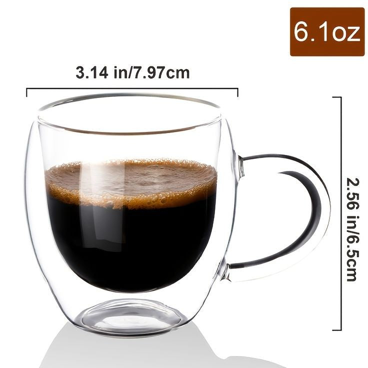 Double Wall Glass Coffee Mug 350 ML Capacity