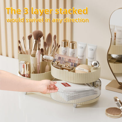 360° Rotating Multiple Compartments Makeup Storage Box