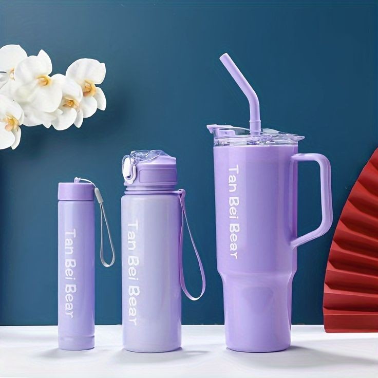 3Pcs Bottle Set With Straw