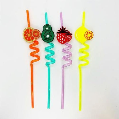 4 Pcs Reusable Fruit Shaped Straws