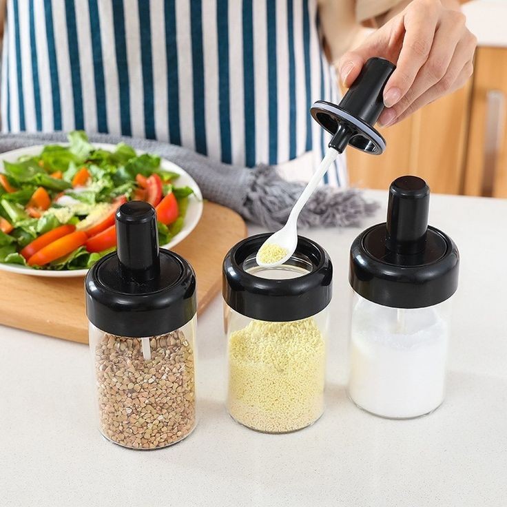 Spice Jar With Spoon For Kitchen