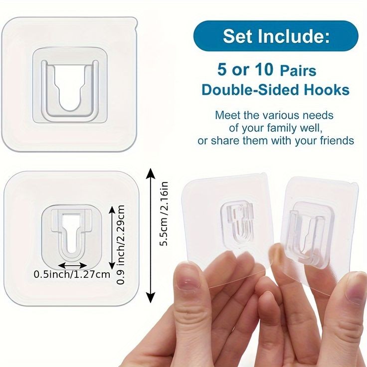 Double Sided Adhesive Wall Hooks (10 pcs pack)