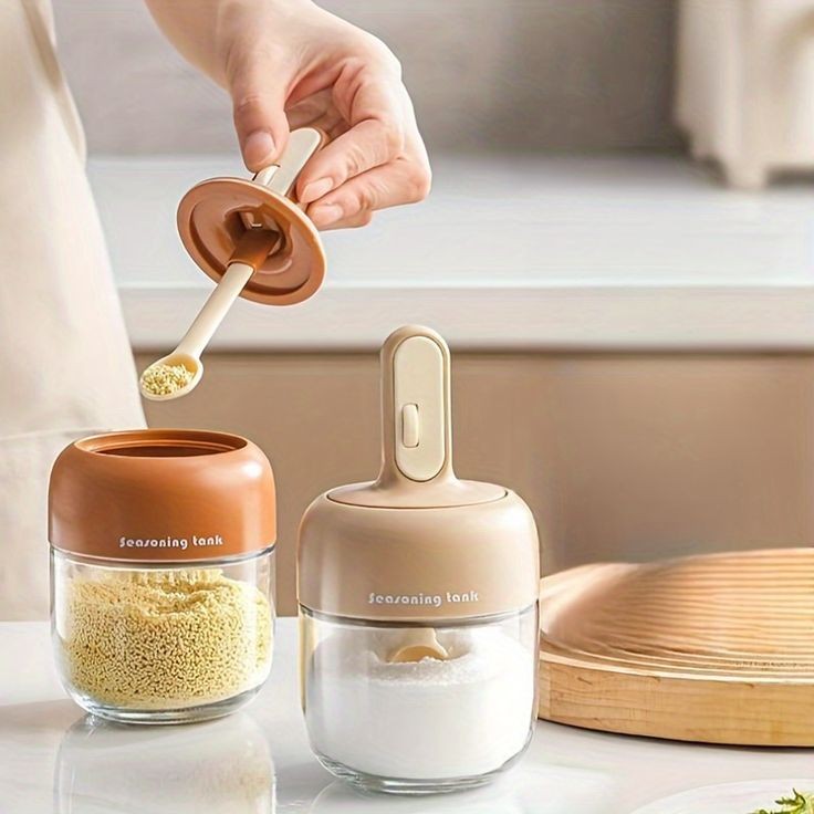 Glass Seasoning Jar With Telescopic Spoon