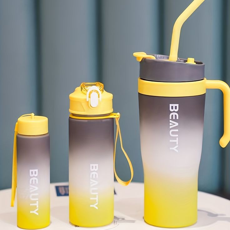 3pcs Gradient Colour Water Bottle Set