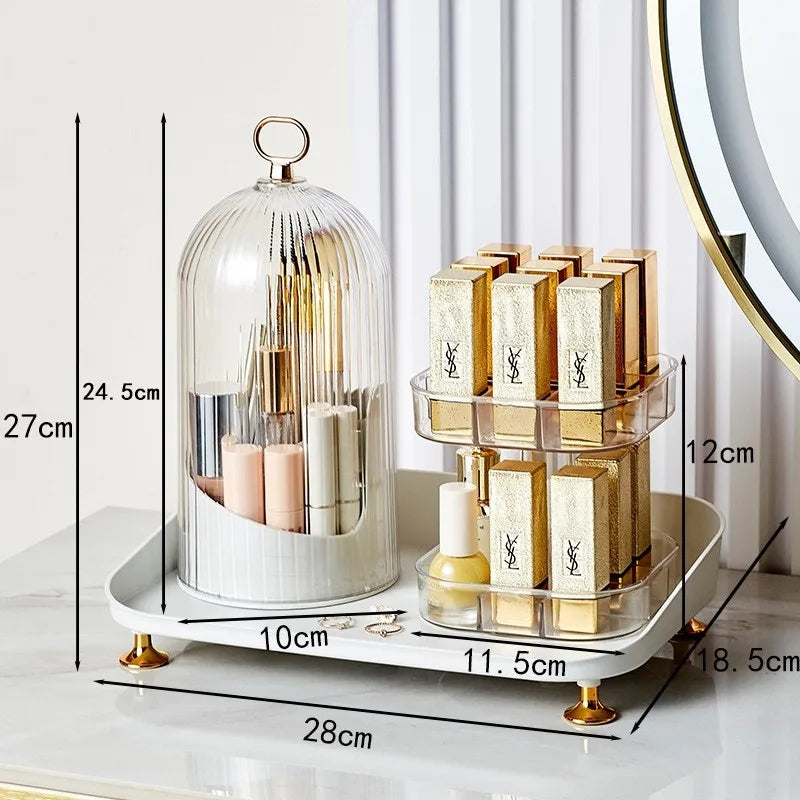 Rotating Cosmetic Brush And Lipstick Organizer