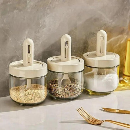 Glass Seasoning Jar With Telescopic Spoon