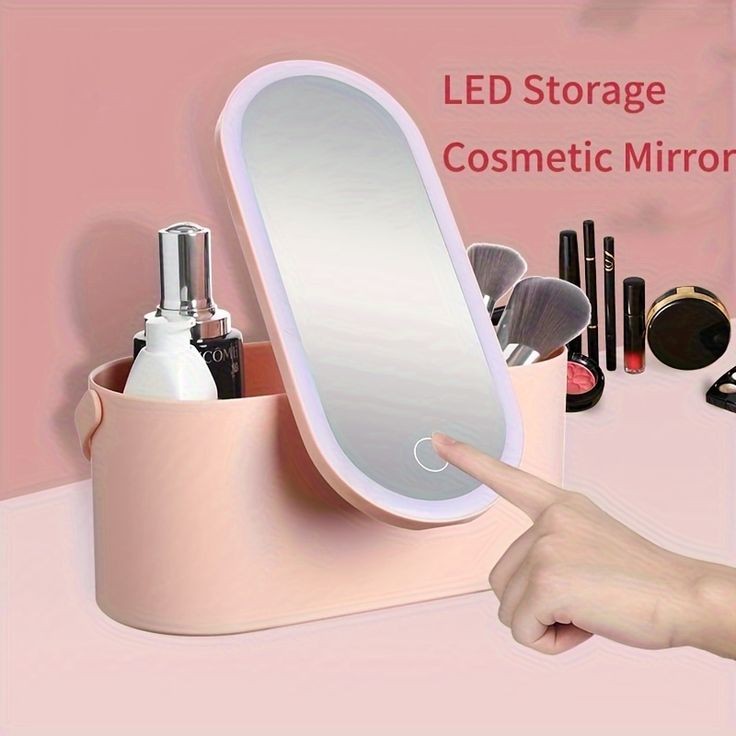 Cosmetic Organizer With Led Mirror