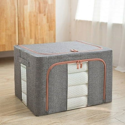 Foldable Clothes Storage Box With Metal Frame