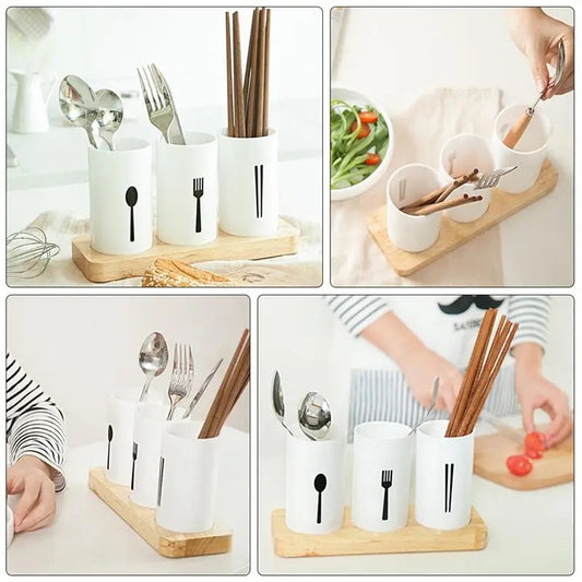 3pcs Drain Chopsticks Holder with tray