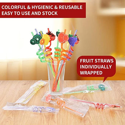 4 Pcs Reusable Fruit Shaped Straws