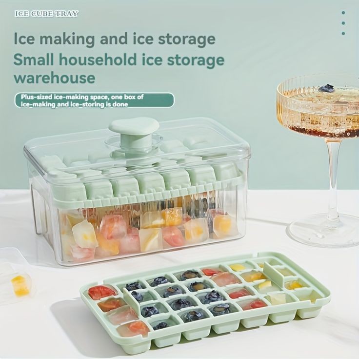 Ice Cube Tray With Lid And Bin