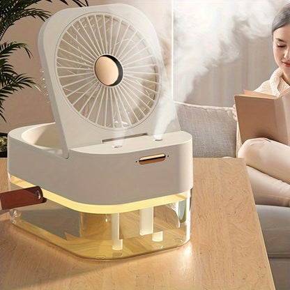 Double Spray Portable Humidifier Fan With Lamp