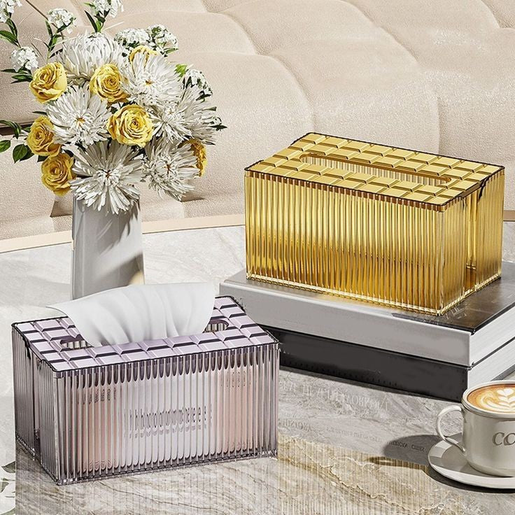 Luxury solid crystal desktop tissue box