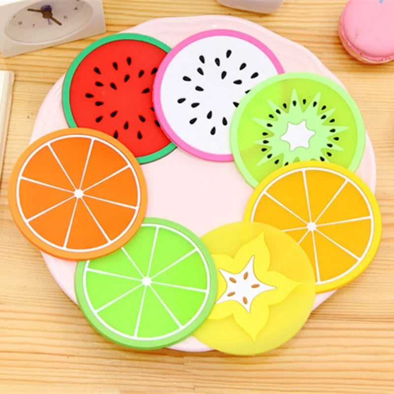 Silicone Fruit Shape Coasters 6 Pieces